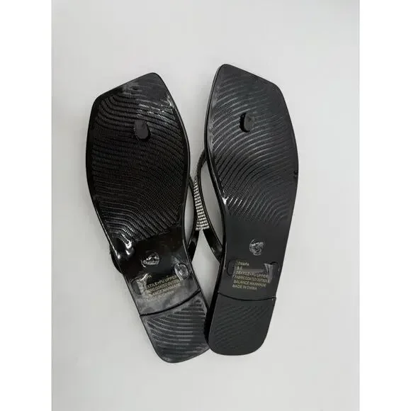 Lauren Lorraine Jellys Thong Sandal Square Toe Size 9.5 Rhinestones Tampa Black - Picture 5 of 9
